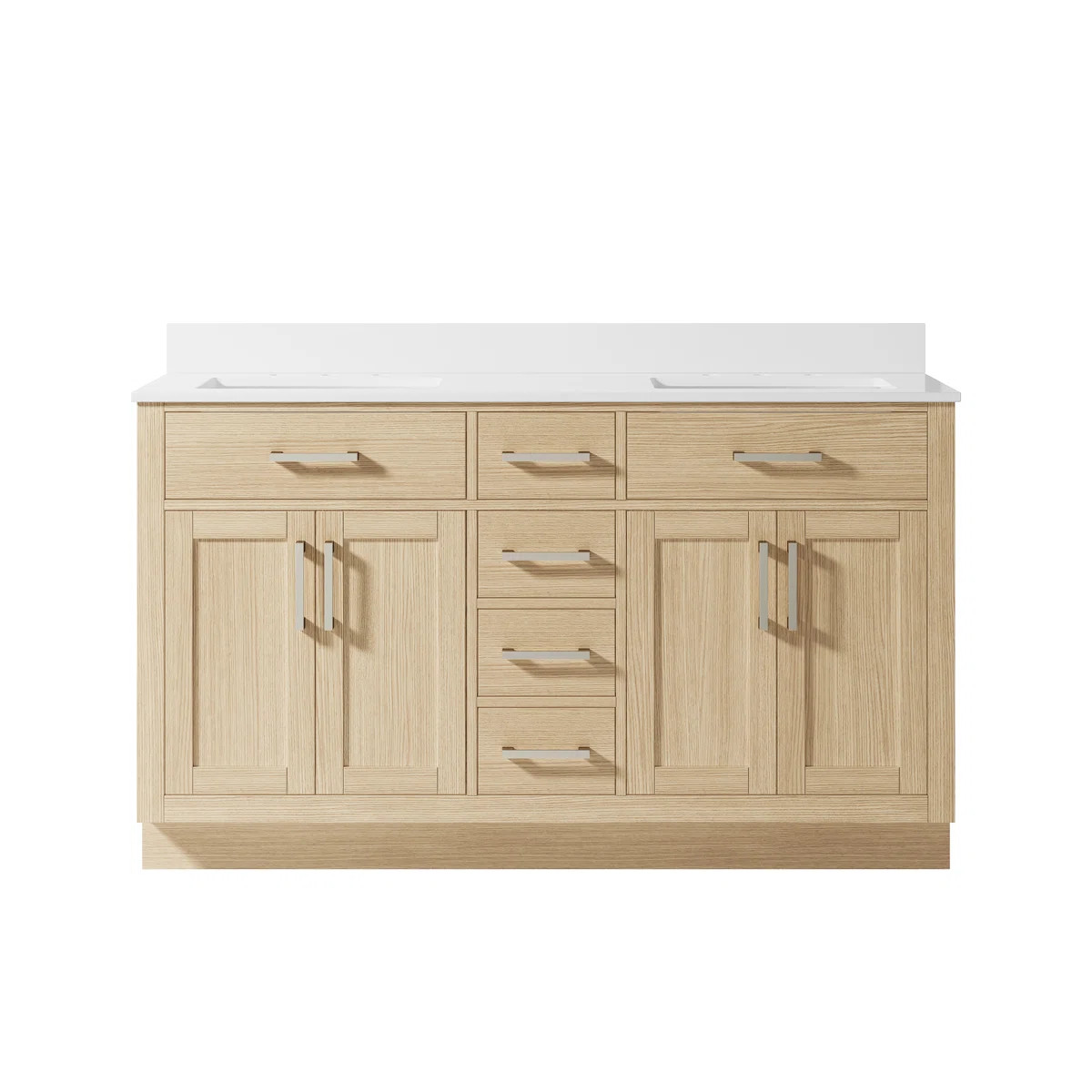 60" W x 35" H Freestanding Bathroom Solid Wood Vanity With White Cultured Marble Countertop And C... | Wayfair North America