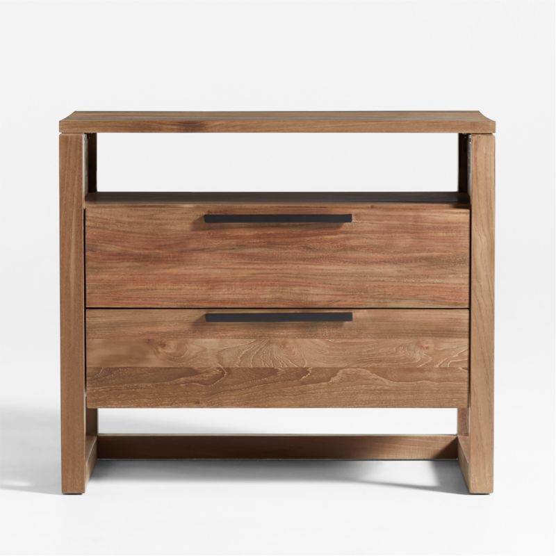 Linea Large Natural Teak Wood Charging Nightstand + Reviews | Crate & Barrel | Crate & Barrel