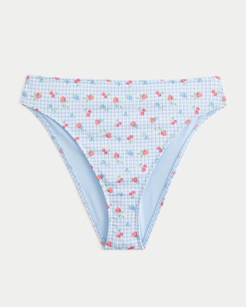 Curvy High-Leg High-Waist Ribbed Cheeky Bikini Bottom | Hollister (US)