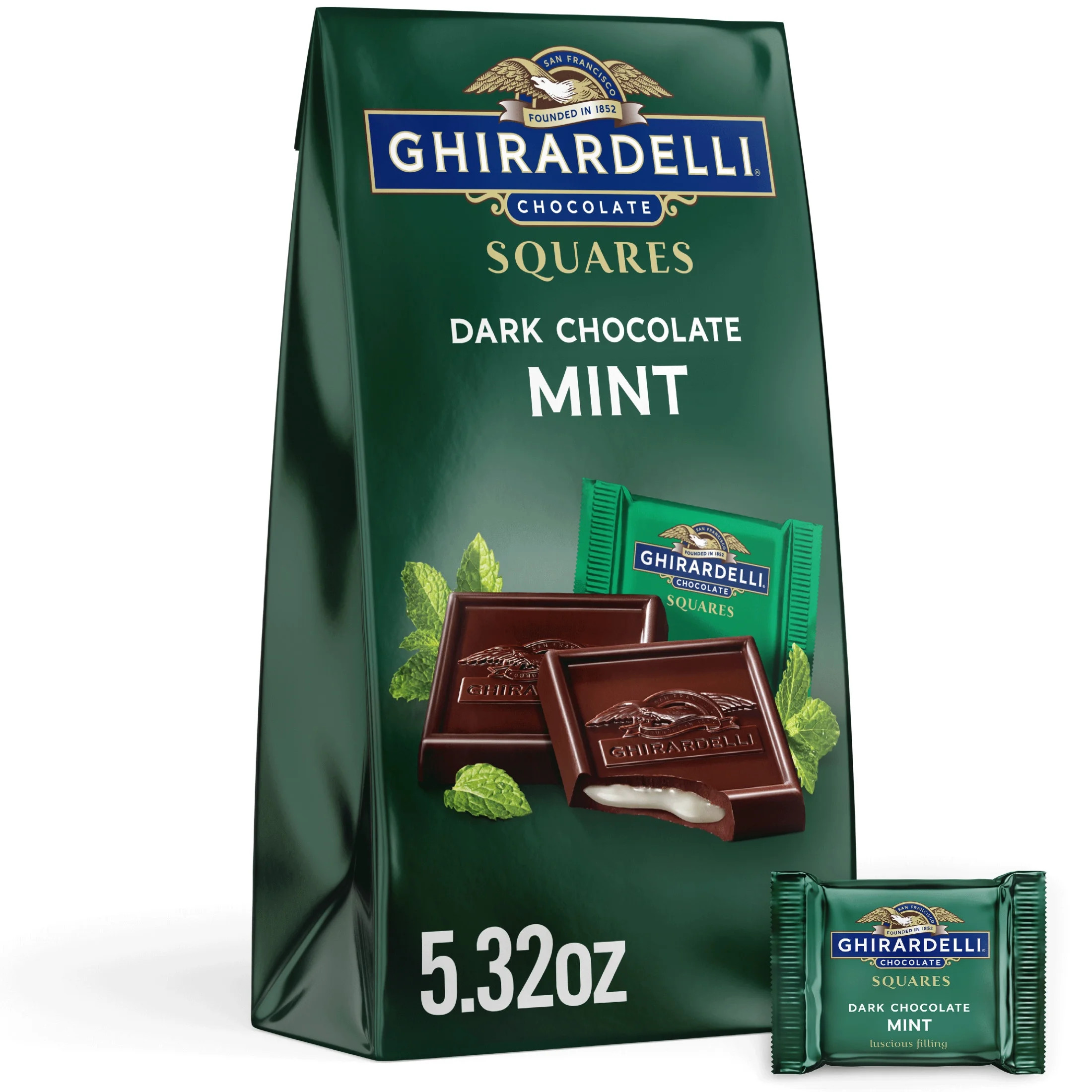 GHIRARDELLI Dark Chocolate Candy SQUARES with Mint Filling, 5.32 oz Bag | Walmart (US)