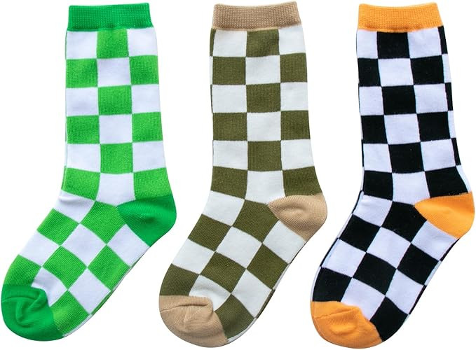 Girls Checkered Crew Socks Cotton Cute Novelty Anklet Socks for Kids Toddler Boys Unisex | Amazon (US)