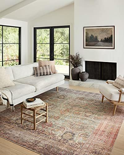 Amber Lewis x Loloi Georgie Collection GER-03 Jade / Sunset 8'4" x 11'6" Area Rug | Amazon (US)