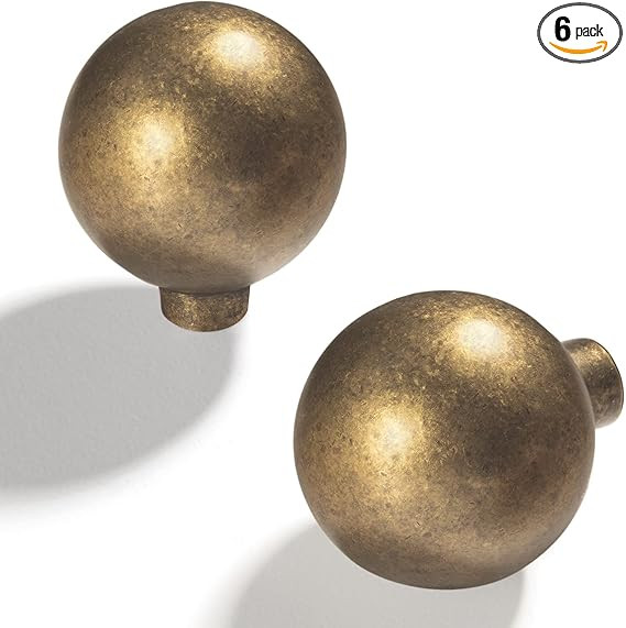 Goo-Ki Antique Brass zinc Alloy Cabinet Pull for Dresser,Wardrobe,Cupboard- Single knob 6 Pack | Amazon (US)