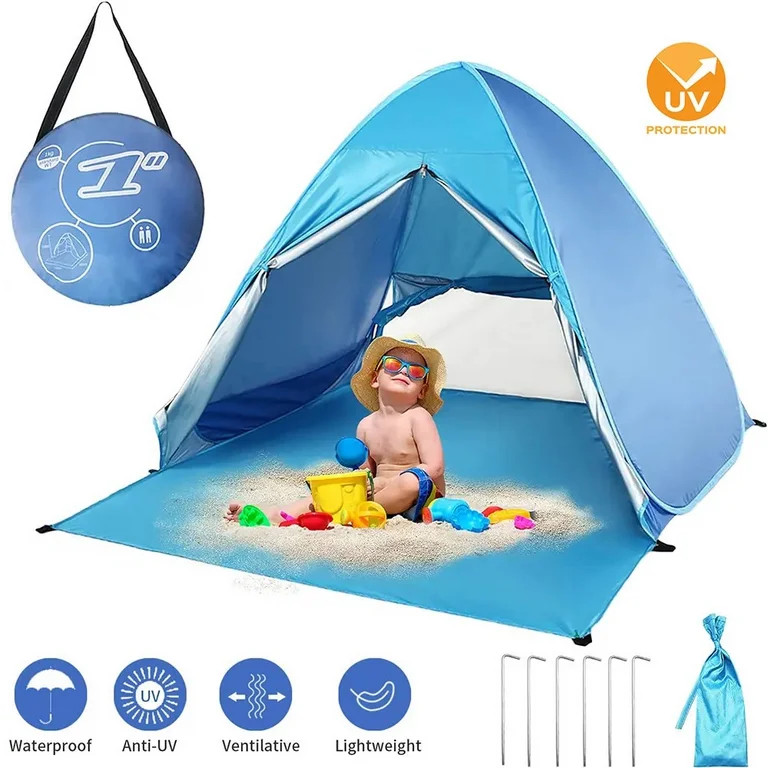 HTB Beach Tent, Anti-UV Pop Up Sun Shelter Beach Tent With Carry Bag for 2-3 Person, Lightweight ... | Walmart (US)