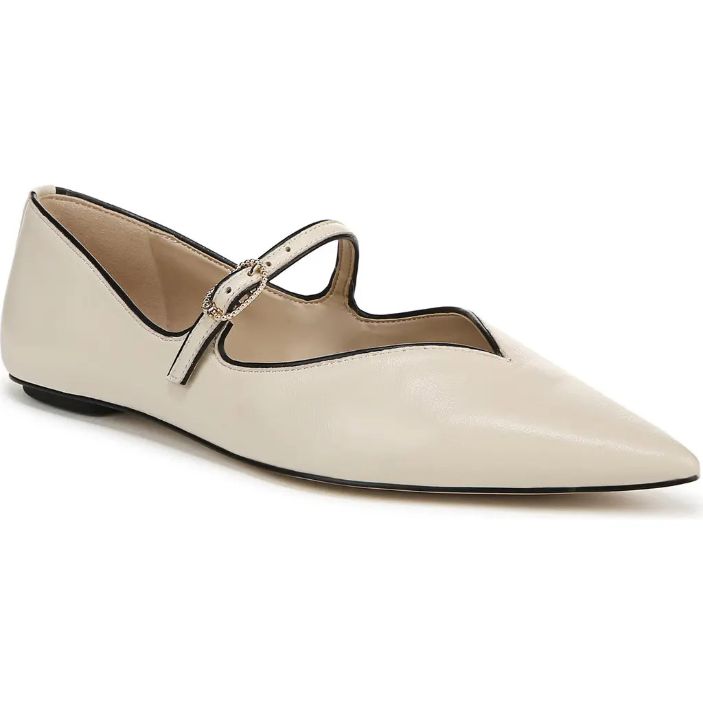 Sam Edelman Noa Mary Jane Pointed Toe Flat in Modern Ivory/Black at Nordstrom, Size 7 | Nordstrom