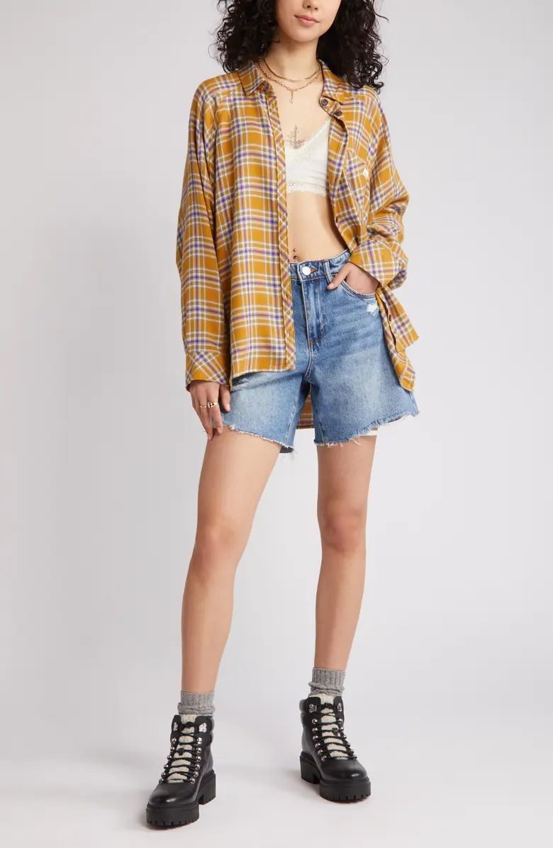 Brendon High-Low Flannel Button-Up Shirt | Nordstrom