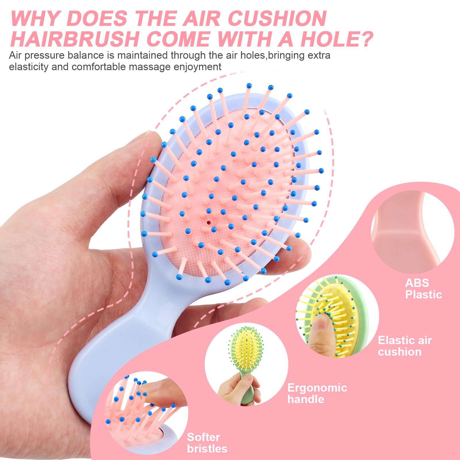 HOFASON 3 Pcs Mini Wet Hair Brush for Women Girls Toddler, Stocking Stuffers for Women Teens Girl... | Amazon (US)