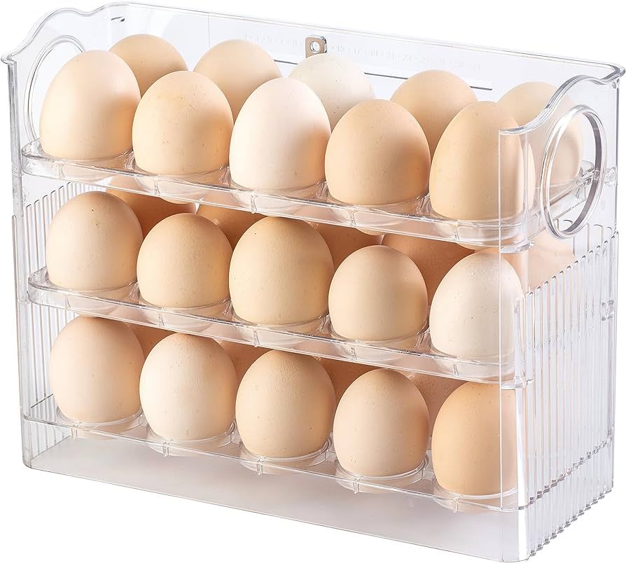 SIMPLEMADE Egg Holder for Refrigerator Door, Egg Storage Box Creative Flip Box, 3-Layer Flip Frid... | Amazon (US)