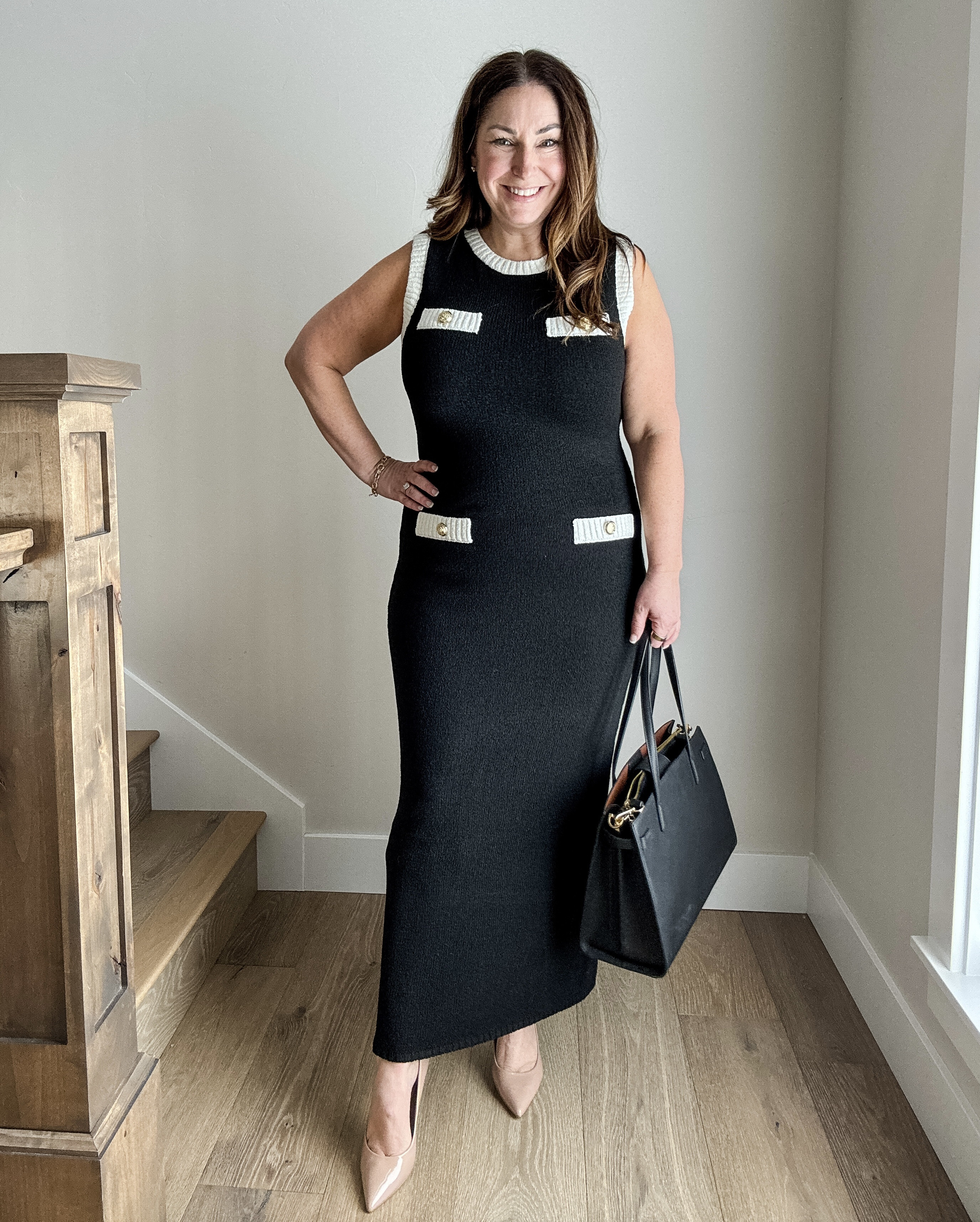 Spring Workwear Outfit Vici Collection  Black Maxi Sweater Workwear that is fully lined! // Wearing L  

 