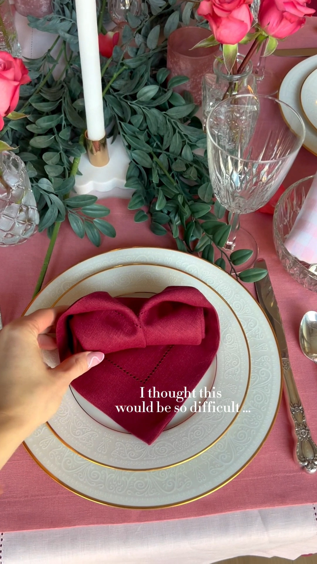 Heart napkin fold for your Valentines Day table! I can’t believe this was so easy 😍

#LTKHome #LTKValentine #LTKSeasonal