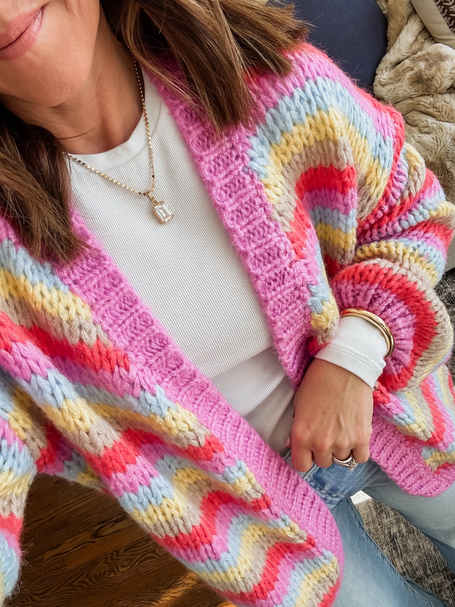 Color 😍😍
Small in cardigan. 30% off
Small tee
Jeans tts in regular. I cut the hem on this pair

#LTKOver40 #LTKSeasonal #LTKdayinmylife