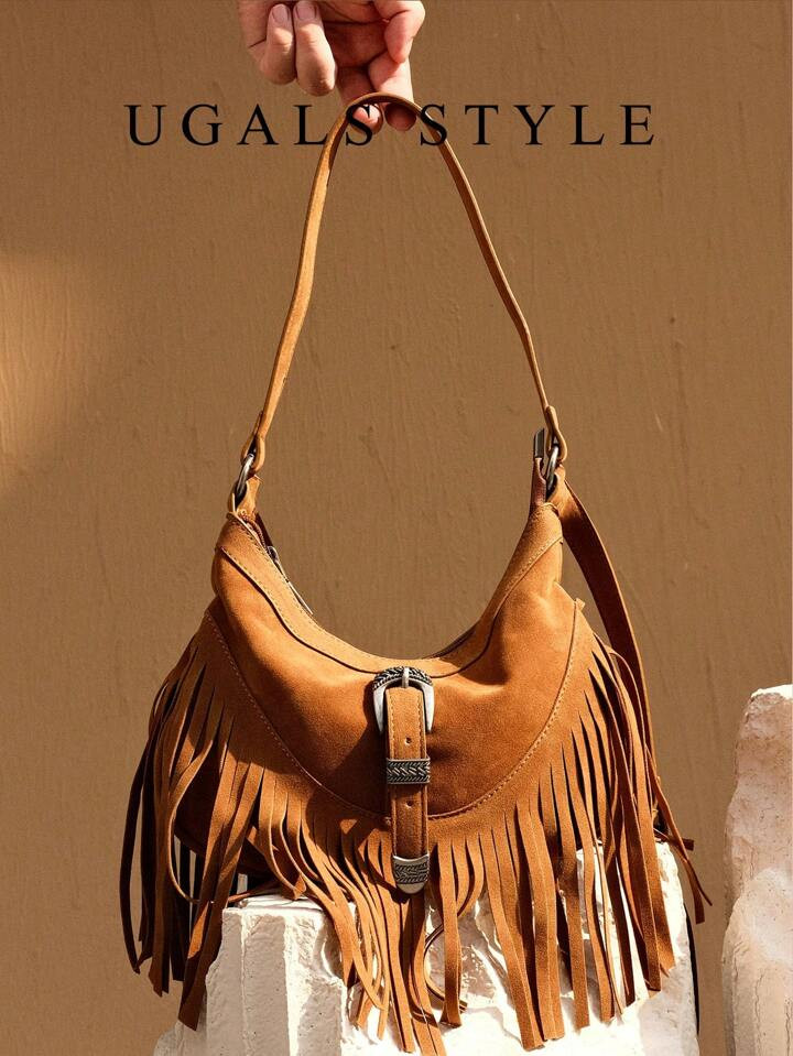 Autumn And Winter Sube Bag Western Cowboy Style Roomy Handbag & Motorcycle-Inspired Bucket Bag In... | SHEIN