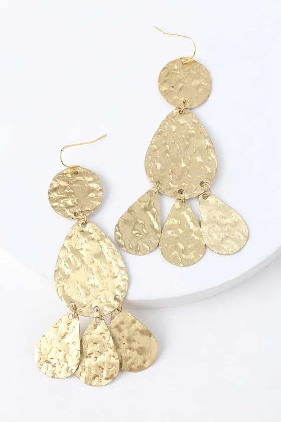 Exquisite Love Hammered Gold Earrings | Lulus