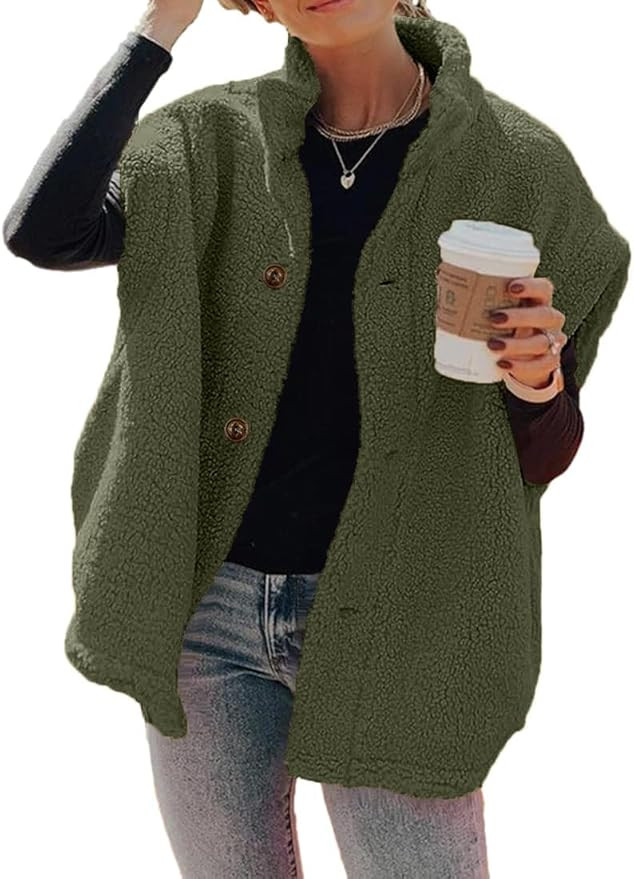 Hongqizo Womens Fuzzy Fleece Vest Casual Oversized Warm Button Down Sherpa Vest Jacket with Pocke... | Amazon (US)
