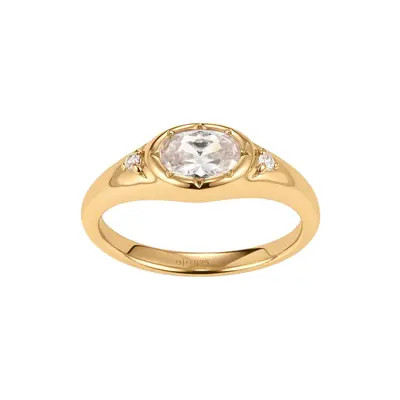 MADE BY MARY Oval Birthstone Signet Ring in March Gold Vermeil at Nordstrom, Size 10 | Nordstrom