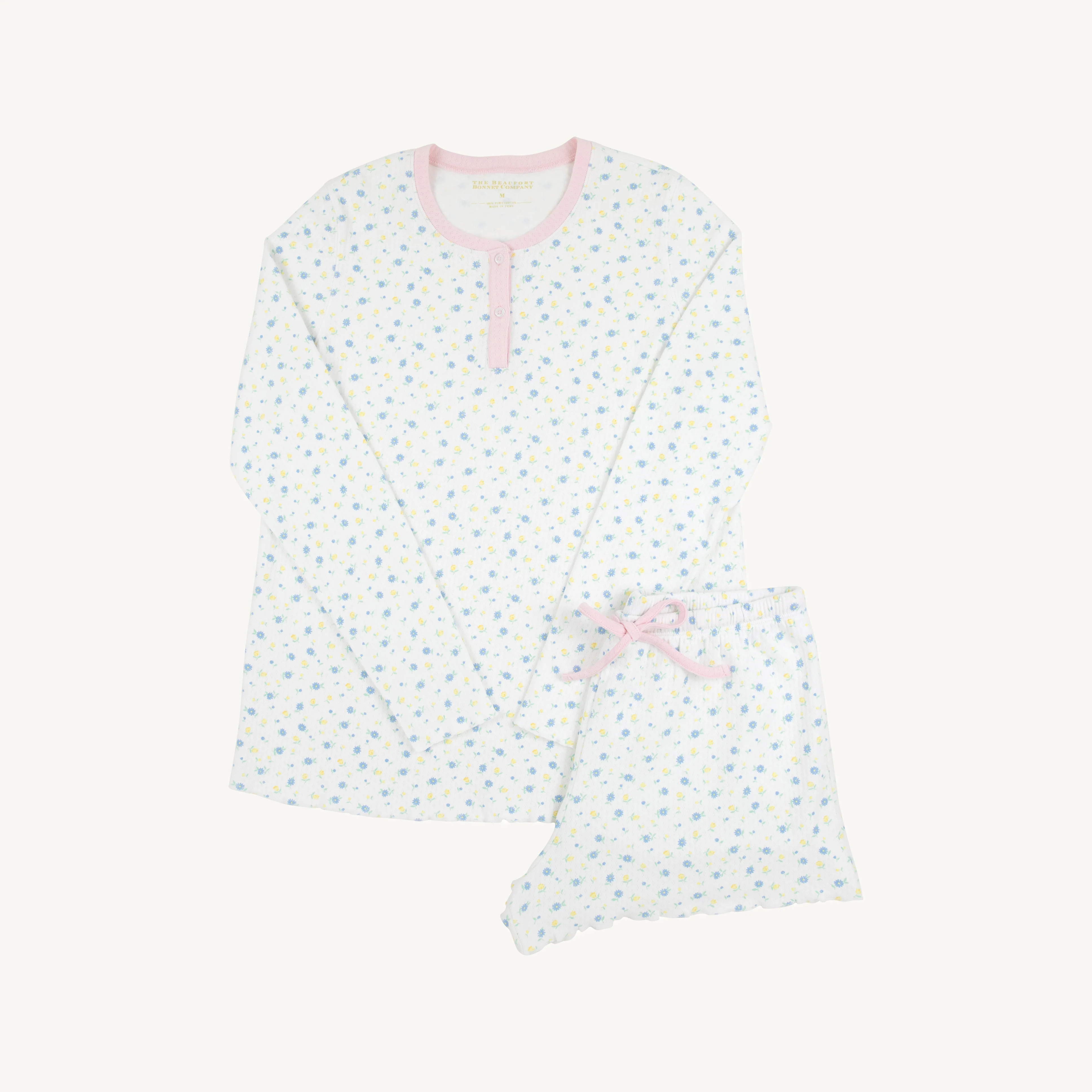 Wimberley's Wine Down Short Set (Pointelle) - Dunwoody Daisy with Palm | The Beaufort Bonnet Company