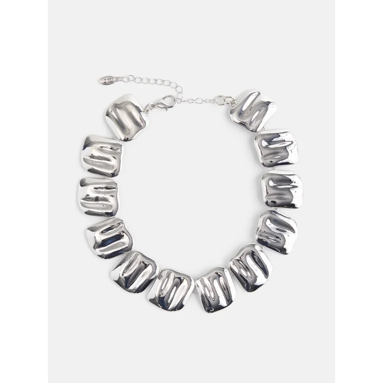 Scoop Women’s Silver-Tone Square Choker Necklace | Walmart (US)