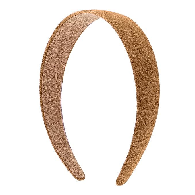 Motique Accessories 1 Inch Wide Suede Like Headband Solid Hair band for Women and Girls - Tan | Amazon (US)