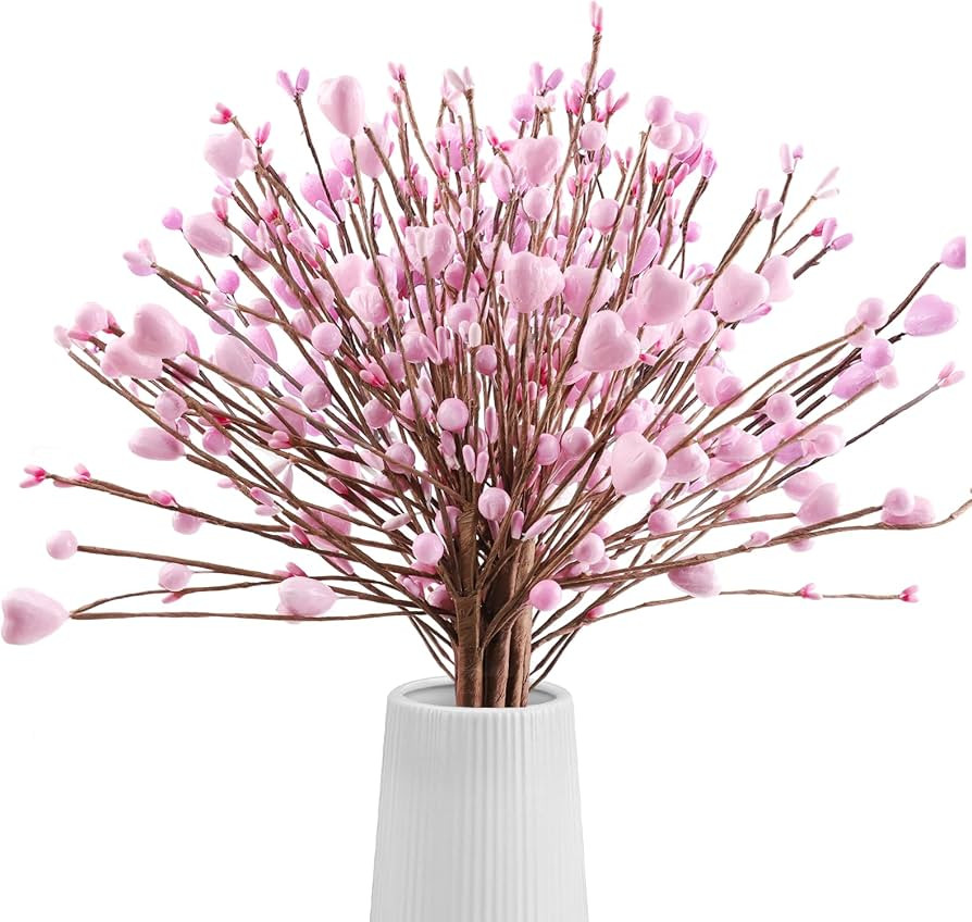 N&T NIETING Valentine's Day Decor, 6 Branches Artificial Flowers Picks Berry Stems Gifts with Pin... | Amazon (US)