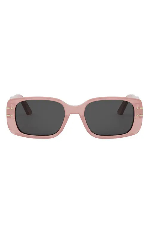 'DiorSignature S12I Rectangular Sunglasses in Shiny Pink /Smoke at Nordstrom | Nordstrom