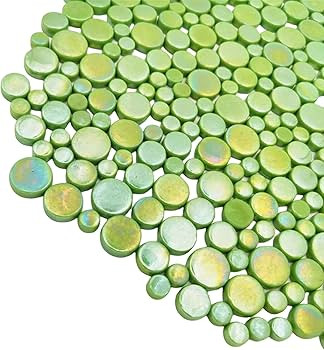 Iridescent Round Glass Mosaic Tiles for Crafts Bulk,1.1LB Mini Circle Mosaic Glass Pieces for Flo... | Amazon (US)