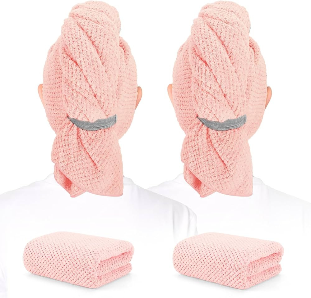 BEoffer 2 Pack Microfiber Hair Towel - 41 x 24 inches Super Soft, Absorbent, Fast Drying Without ... | Amazon (US)