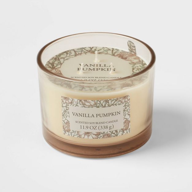 11.9oz 3-Wick Glass Jar Vanilla Pumpkin Candle White - Threshold™ | Target