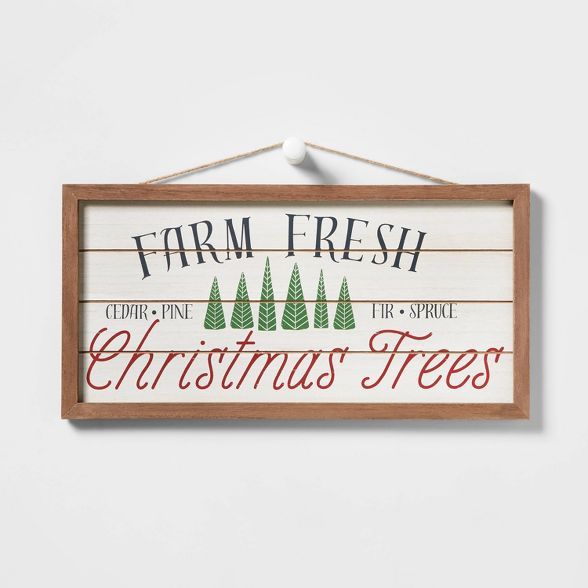 Farm Fresh Christmas Tree with Wood Frame Hanging Sign - Wondershop&#8482; | Target