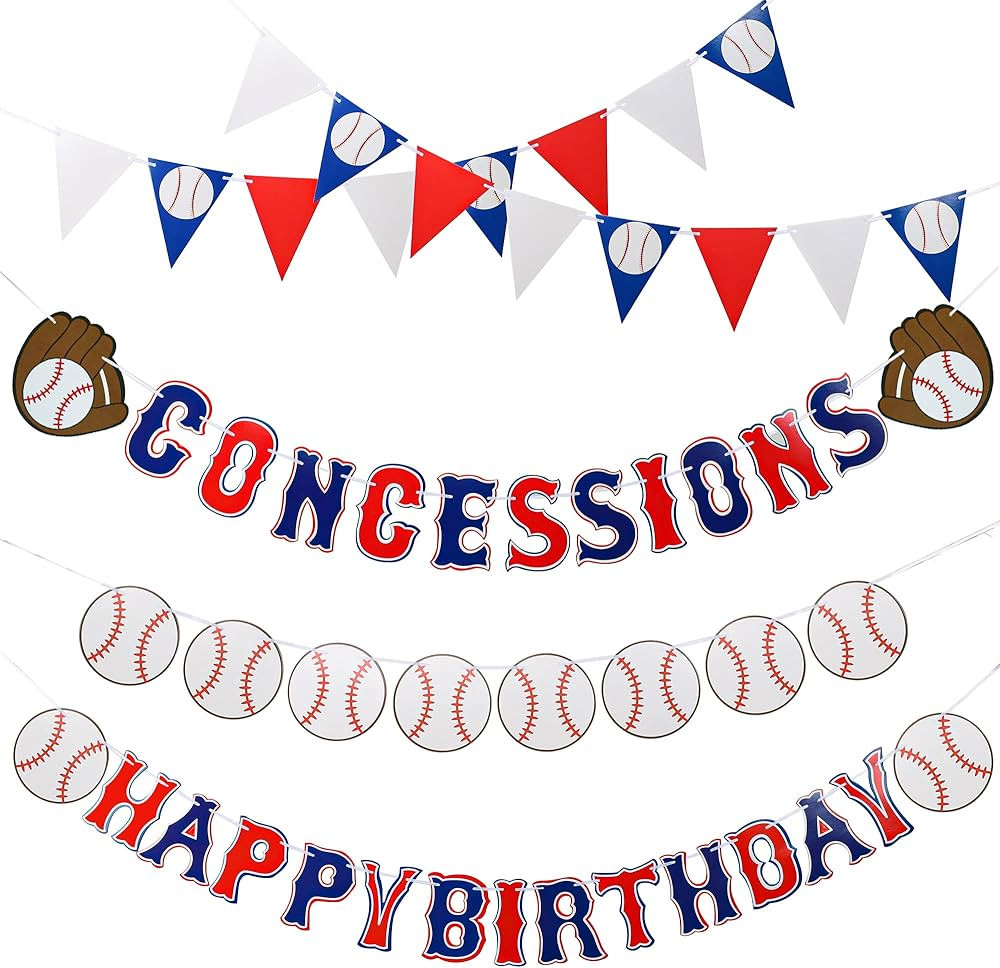 Set of 5 Baseball Birthday Banners Baseball Sports Paper Garlands Pennant Bunting Flag Decor Conc... | Amazon (US)