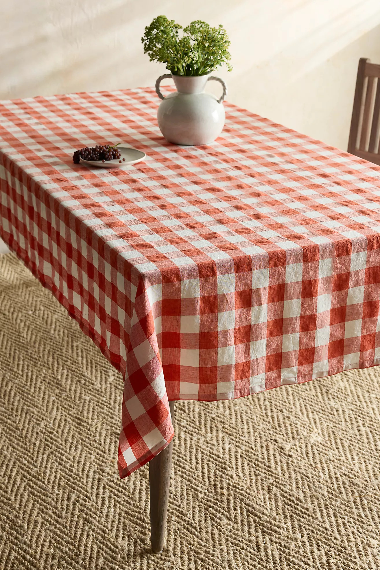 Society of Wanderers Linen Tablecloth, Cherry Gingham | Anthropologie (US)