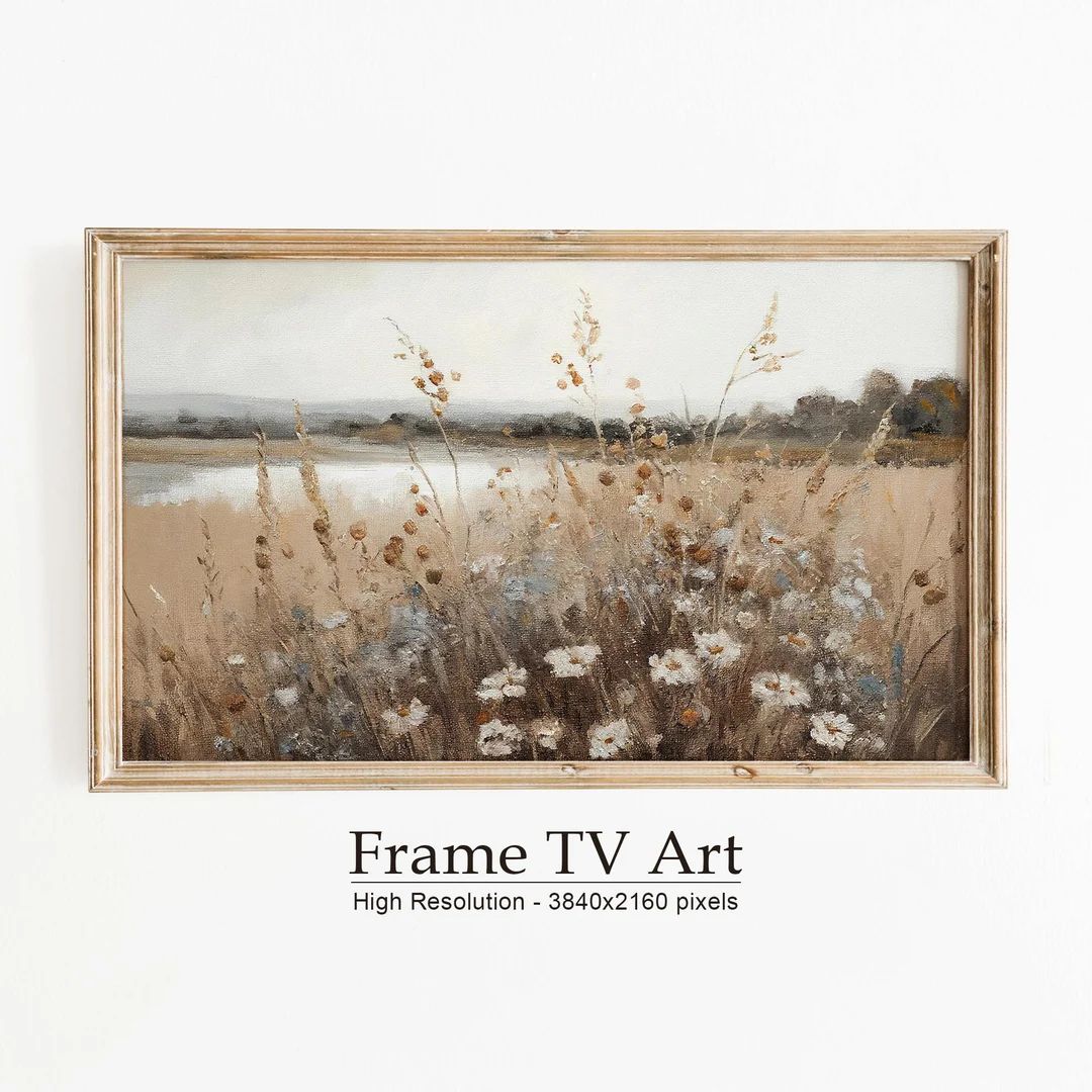 Samsung Frame TV Art Wildflower Field, Flower Meadow, Vintage Painting, Digital Download | Etsy (US)