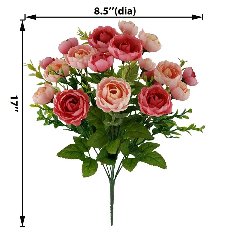 Mainstays Indoor 17 in Artificial Polyester Mini Ranunculus Bush, Pink Color. | Walmart (US)