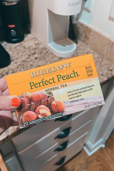 i am obsessed with this peach tea! i usually have it at night (it’s decaf) with a splash of sweet cream. it tastes like a creamsicle and helps with my sweet tooth! 

#LTKhome #LTKFitness