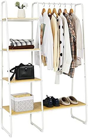 Tangkula Metal Garment Rack, Free Standing Closet Organizer with 5 Shelves & Hanging Bar, Heavy D... | Amazon (US)