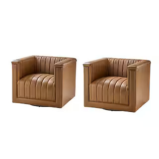 JAYDEN CREATION Rosa Camel Modern Upholstered Swivel Chair (Set of 2) ZSWBO0232-CML-S2 - The Home... | The Home Depot