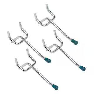 2 in. Zinc-Plated Steel Single Straight Peg Hooks 1/8 in Pegs (4-Pack) | The Home Depot