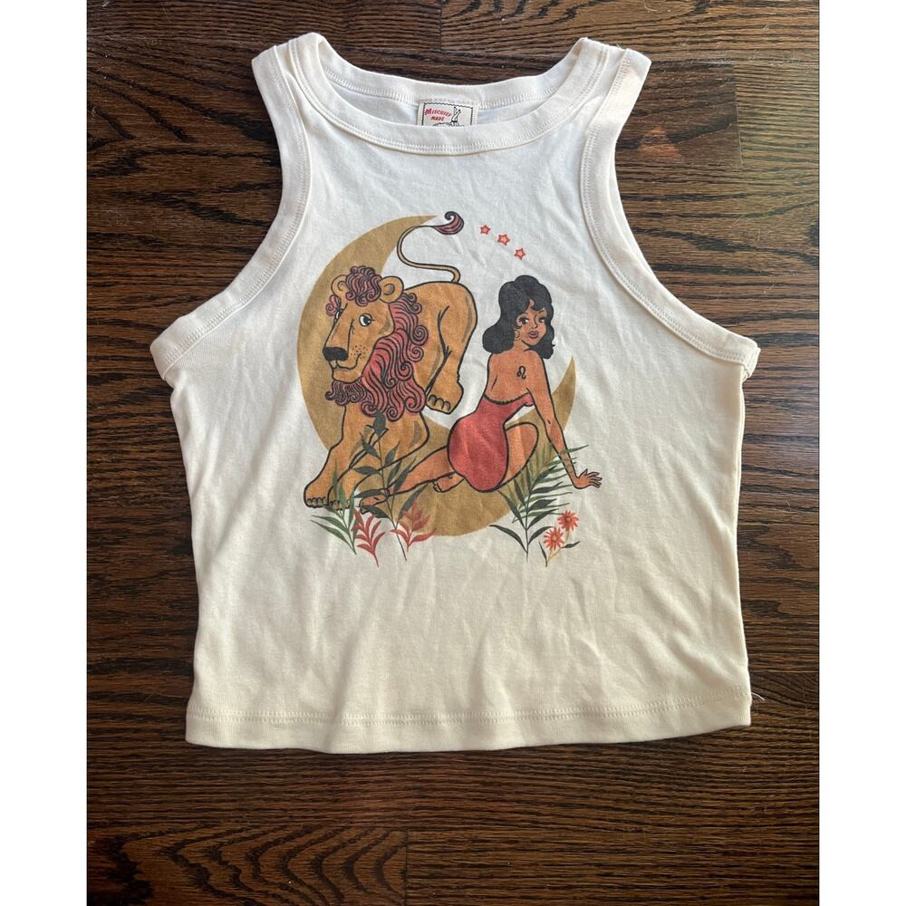Mischief Made Leo Queen Rib Racer Tank Top White Pinup Tattoo Zodiac S grunge | Poshmark