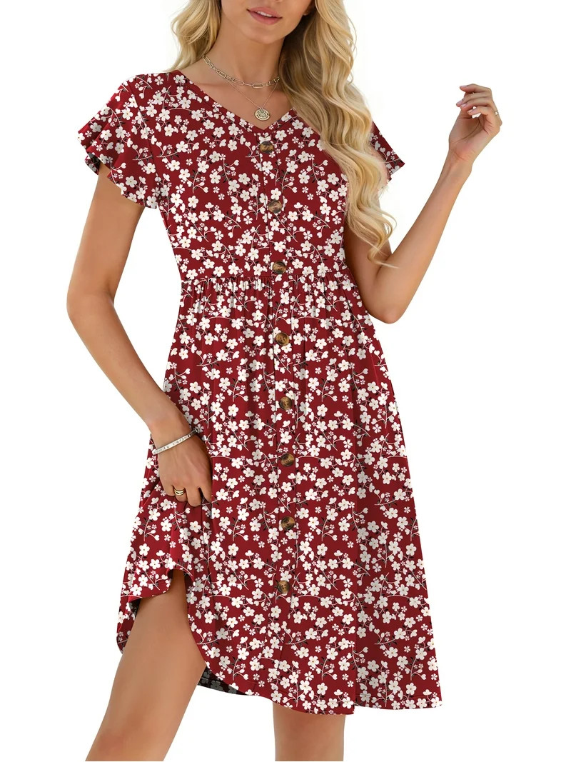 Best seller HAOMEILI Women Short Sleeve Loose Plain Maxi Dresses Casual Long Dresses with Pockets... | Walmart (US)