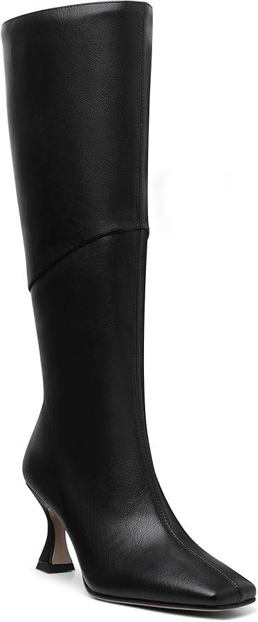 CYNLLIO Knee High Boots Women Square Toe Kitten High Heel Tall Boots Fashion Side Zipper Stiletto... | Amazon (US)