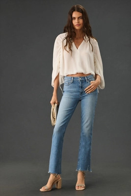 Paige Cindy High-Rise Raw Hem Straight Leg Jeans | Anthropologie (US)