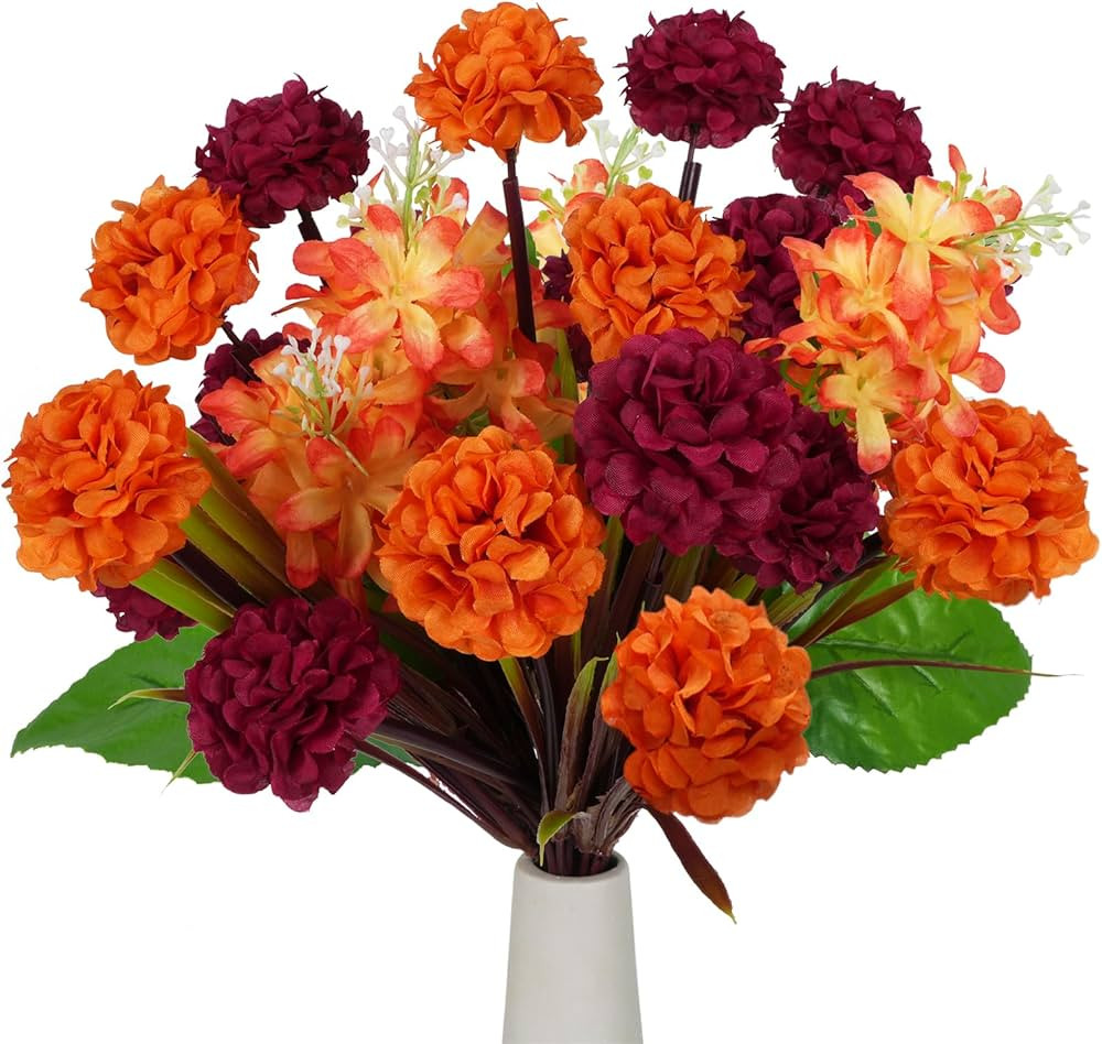 AILANDA 4 Pack Artificial Fall Flowers Mum Bush, Fake Mums Floral for Home and Wedding Decor, Fau... | Amazon (US)