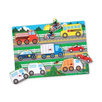 Melissa & Doug Vehicles Wooden Peg Puzzle - 8pc | Target