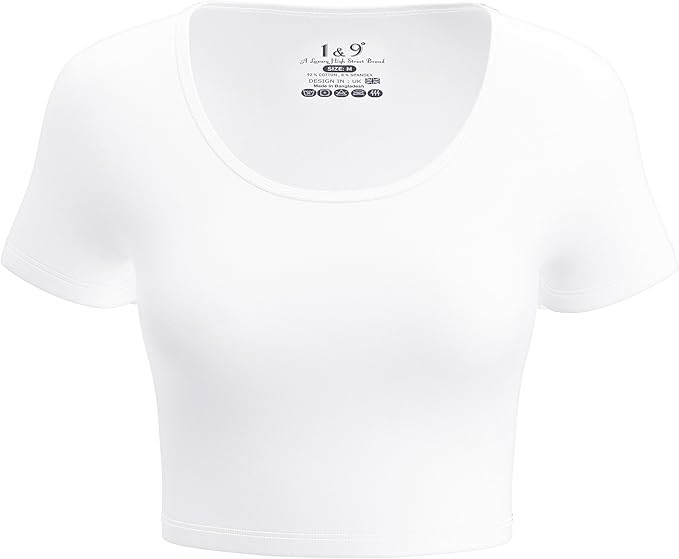 Basic Crop Tops for Women Short Sleeve T-Shirts Scoop Neck Cropped Shirts Women's Crop Top Cute S... | Amazon (US)