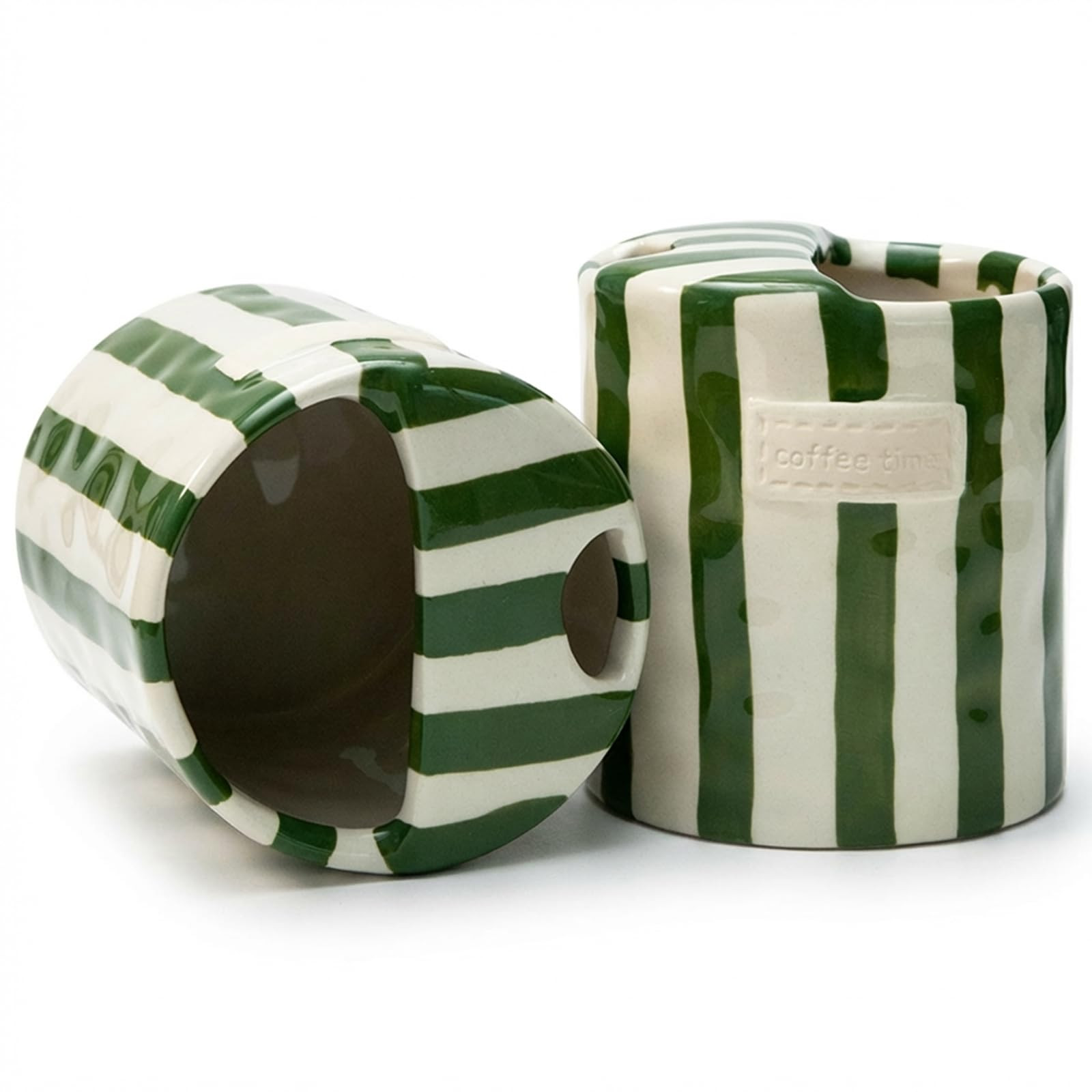 Ceramic Coffee Mug with Lid, Ceramic Travel Mug with Straw Hole, 12oz Retro Striped To Go Coffee ... | Amazon (US)