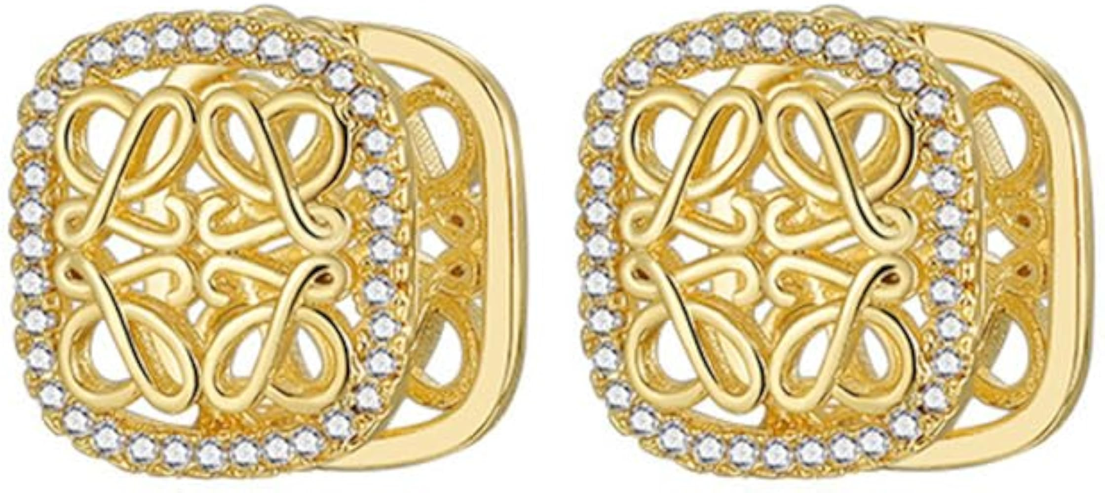 Square Earrings -chunky gold hoop earrings Hollow statement earrings vintage jewelry trendy 2024 | Amazon (US)