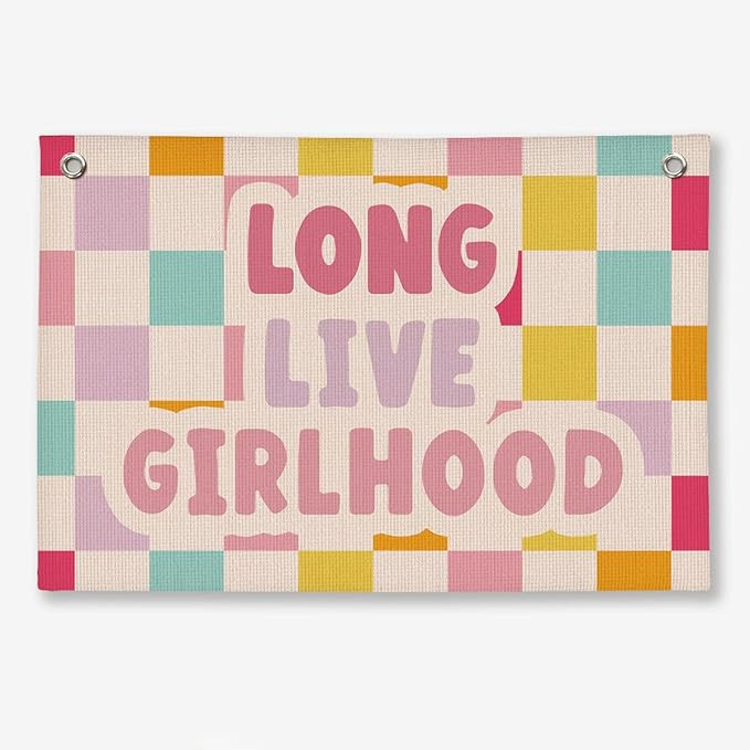 Long Live Girlhood Playroom Banner Wall Art Girls Bedroom Nursery Toddler Room Decor, Pink Playro... | Amazon (US)