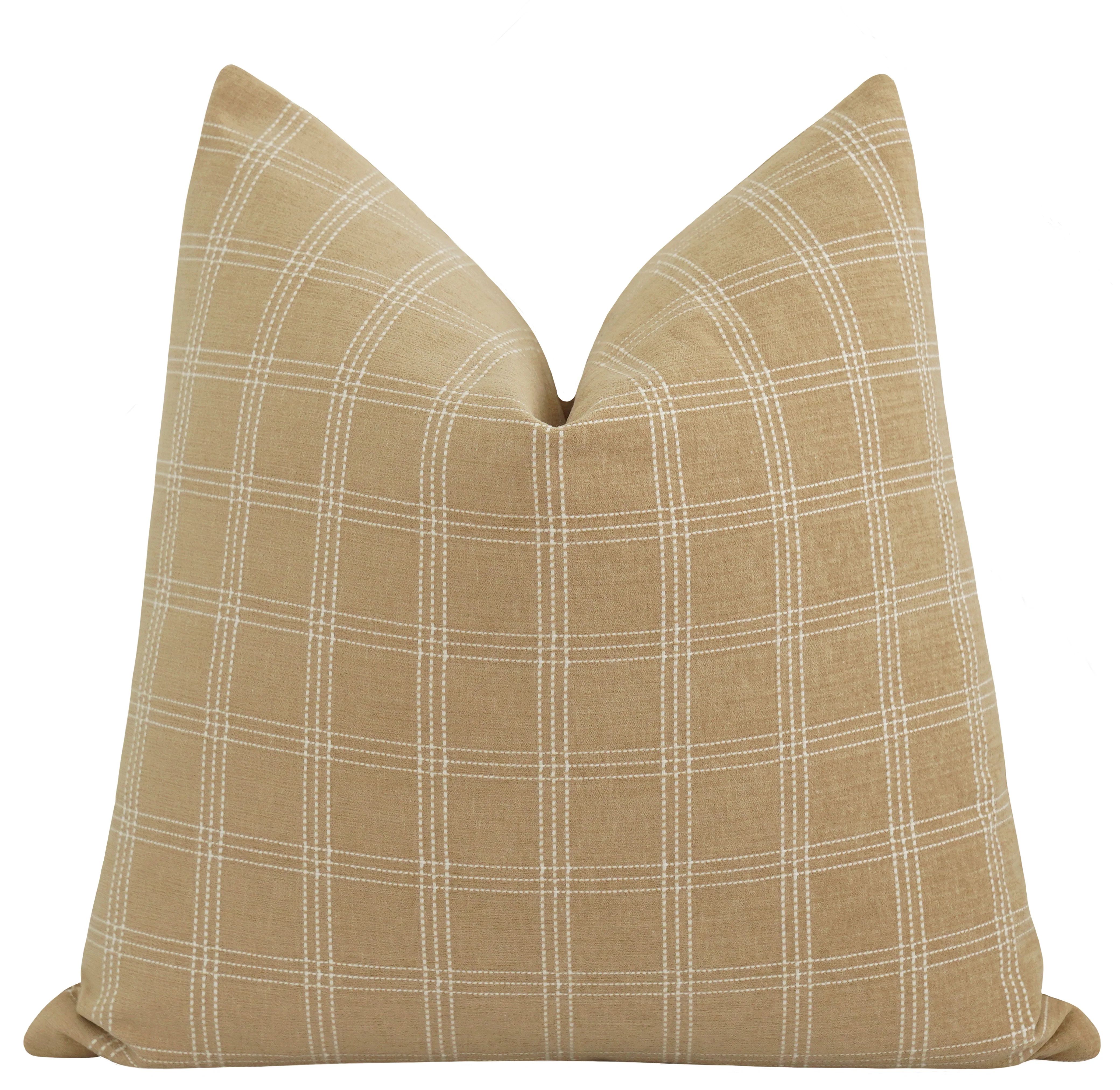 Butler Camel Plaid Chenille Pillow | Land of Pillows