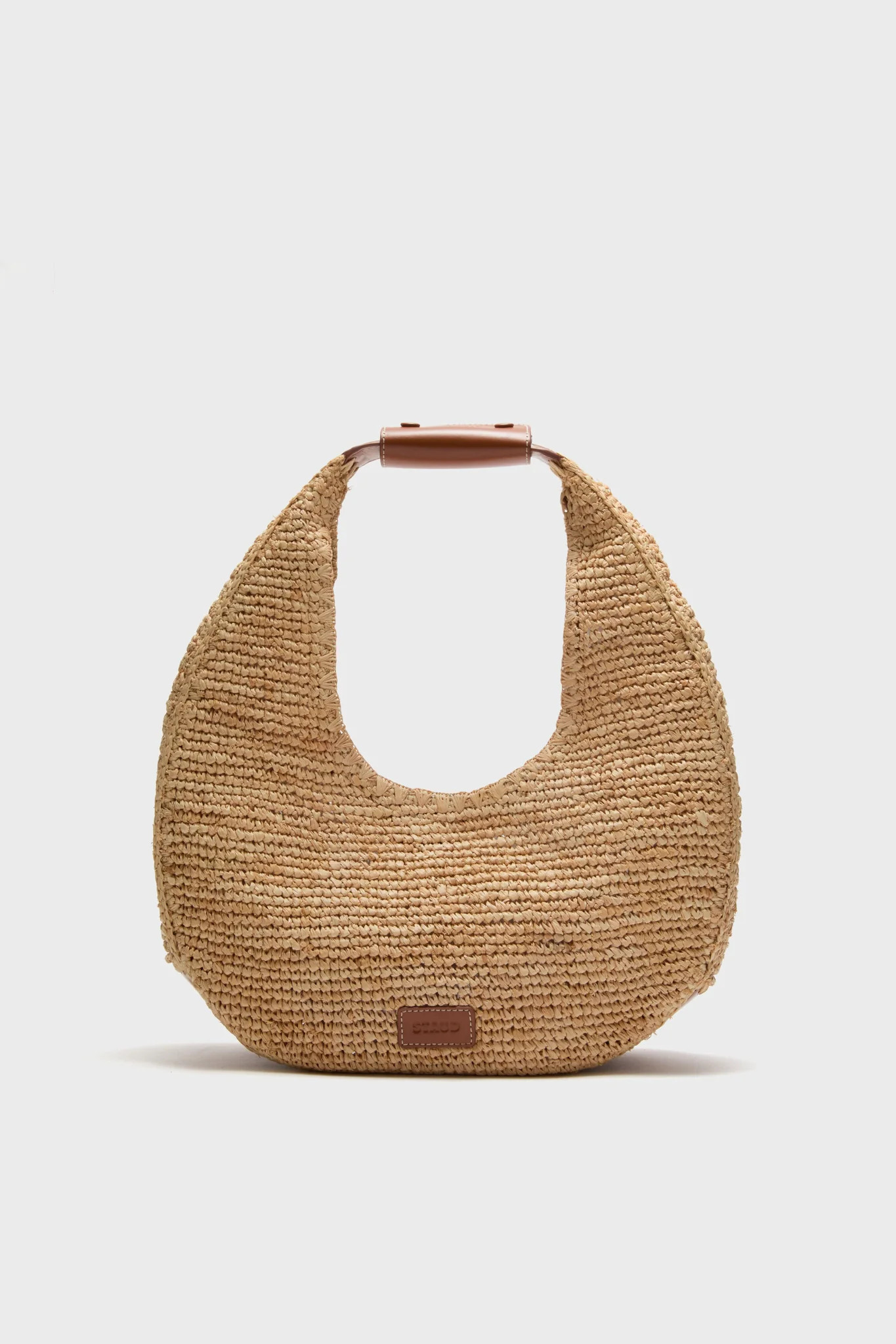 Natural and Tan Large Raffia Moon Tote Bag | Tuckernuck (US)