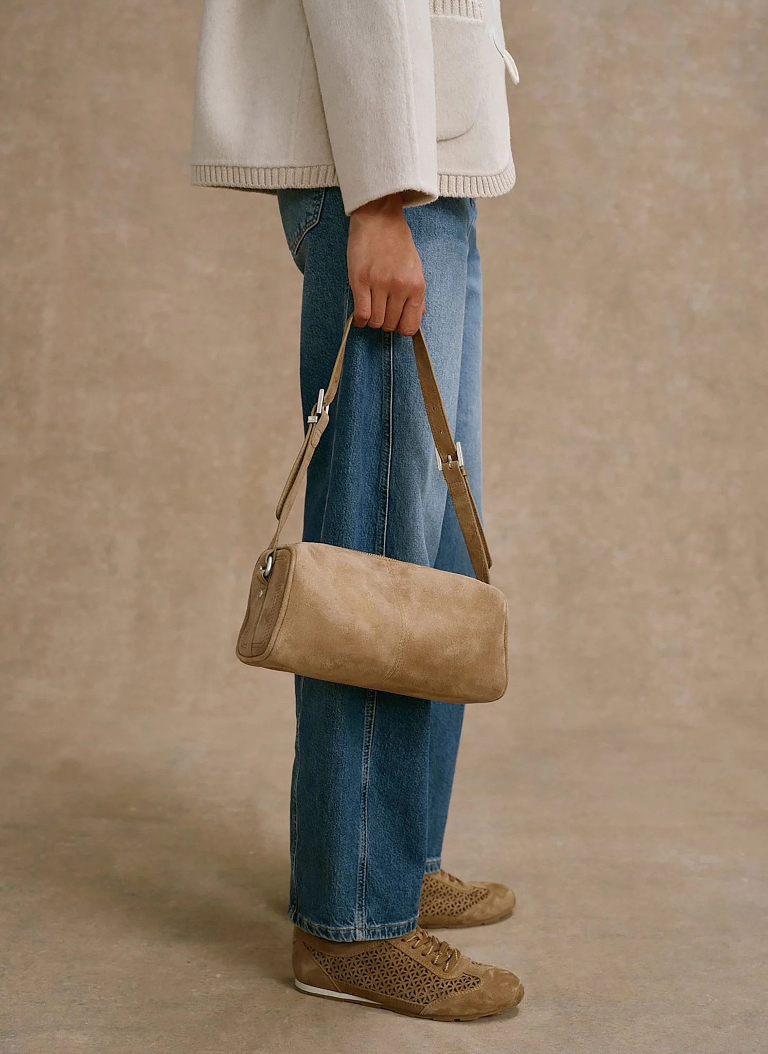 Matilda Tan Suede Shoulder Bag | Mint Velvet