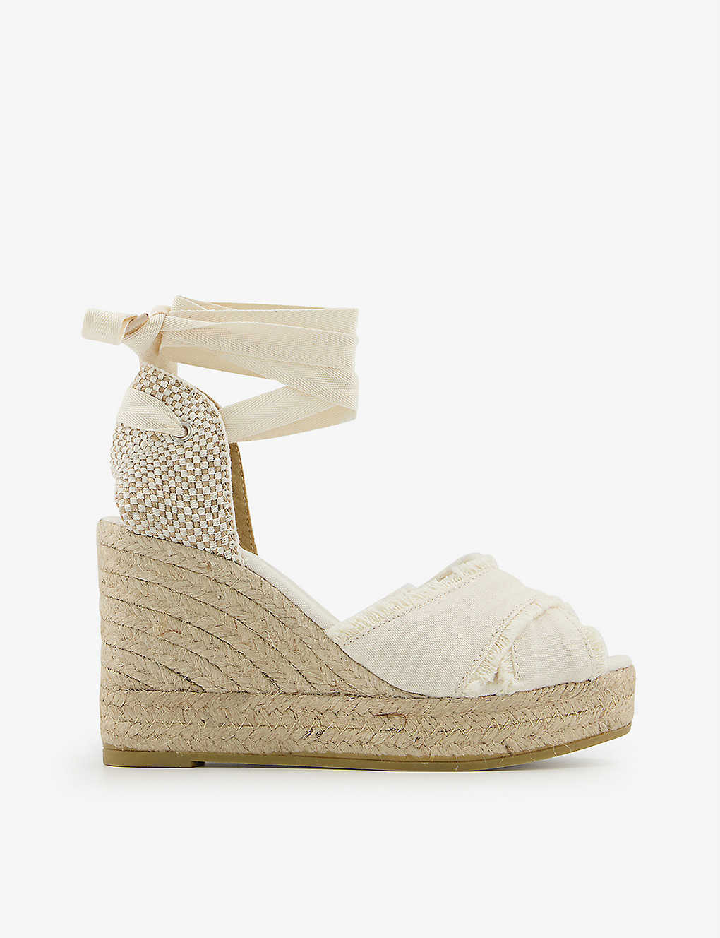 GAIMO Astra tied-ankle wedge cotton espadrilles | Selfridges